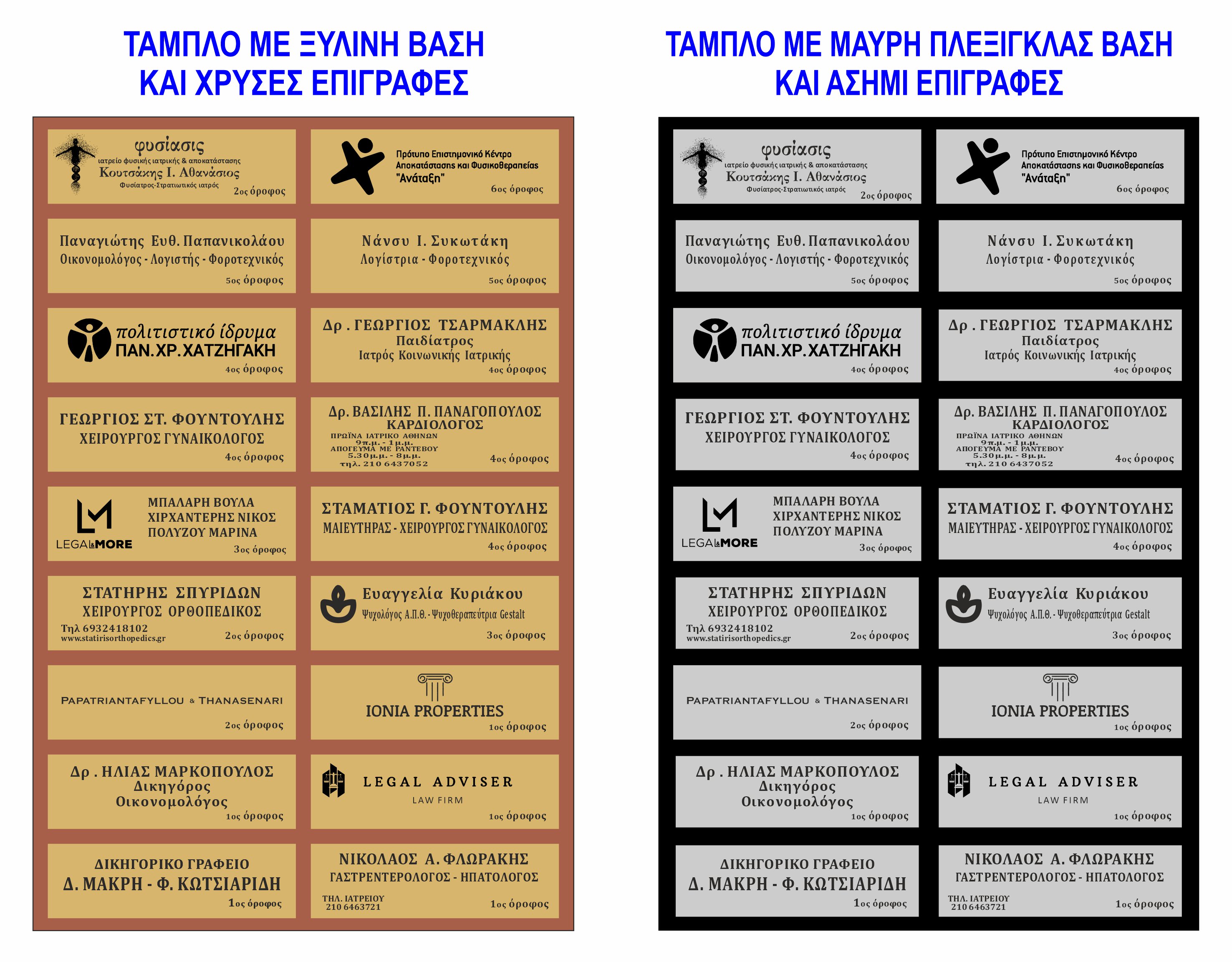 Ταμπλό πολυκατοικίας και επαγγελματικών κτιρίων στην Αθήνα